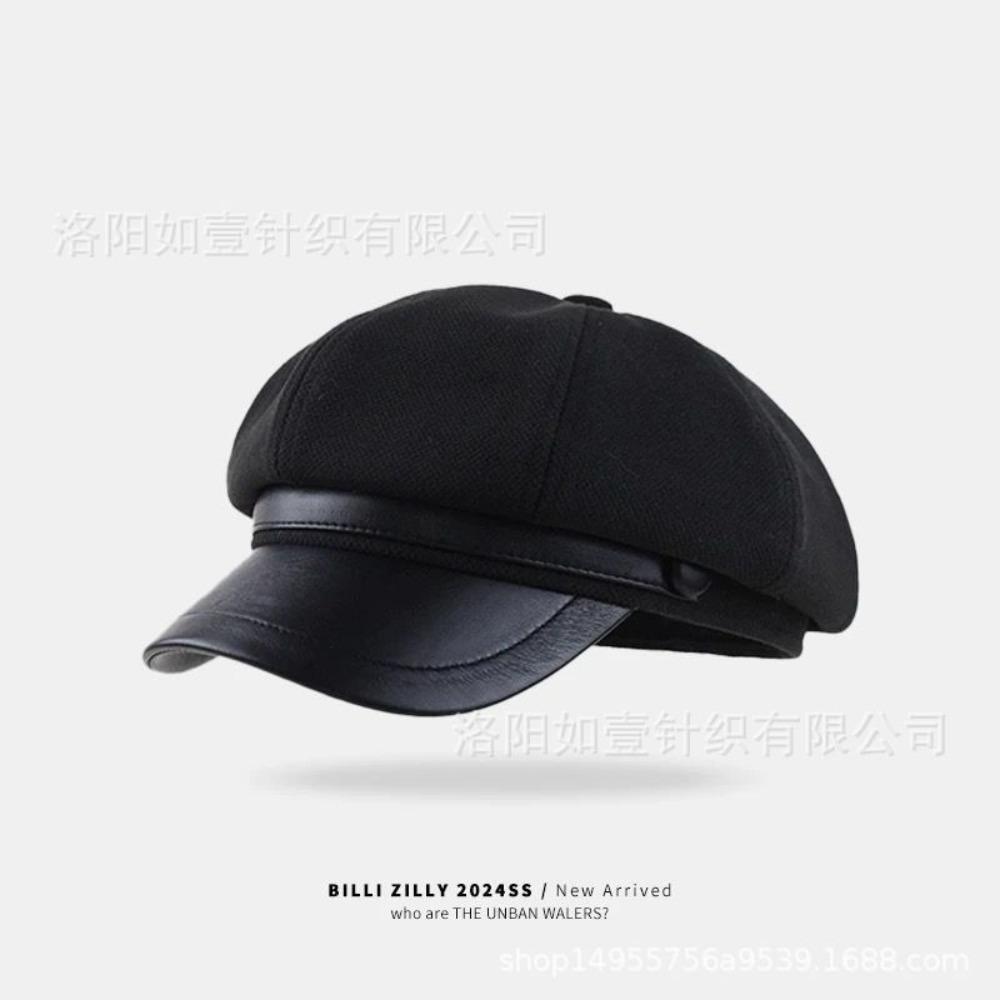 **Women Newsboy Beret Cap Solid Korean British Vintage Visor Face Slimming Hat**