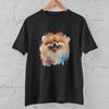 Cute Pomeranian Watercolor Dog T Shirt Pet Lover Graphic Tee 100% Cotton Unisex