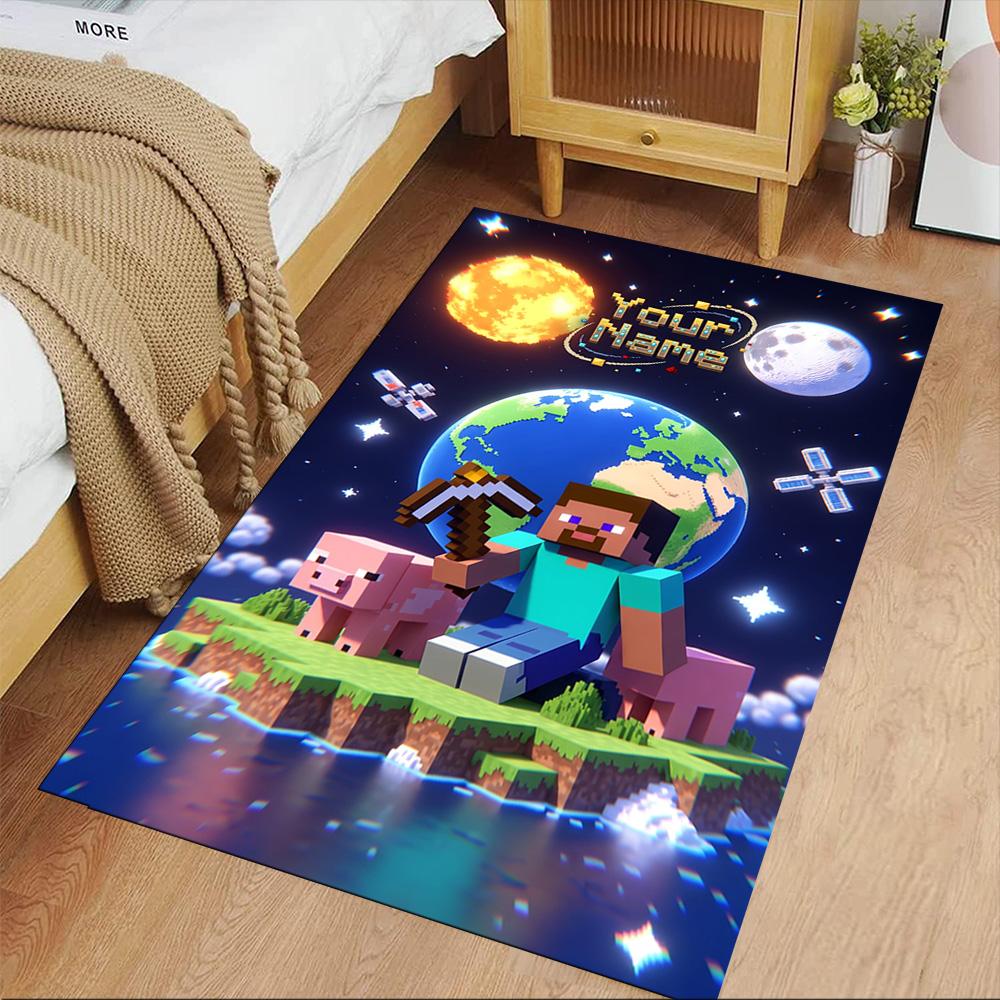 Minecraft Personalized Name Area Rug Suitable for Entryway Bedrooms Game Room Living Rooms Anti-slip Rug Decorate Offices Best for Christmas
