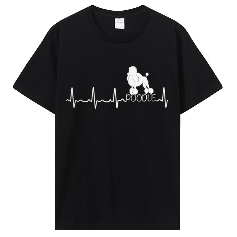 Heartbeat Poodle T-shirt Funny Tshirt Dog Lover Funny Pure Cotton Short Sleeve Tees O-Neck T Shirt Oversize Clothing