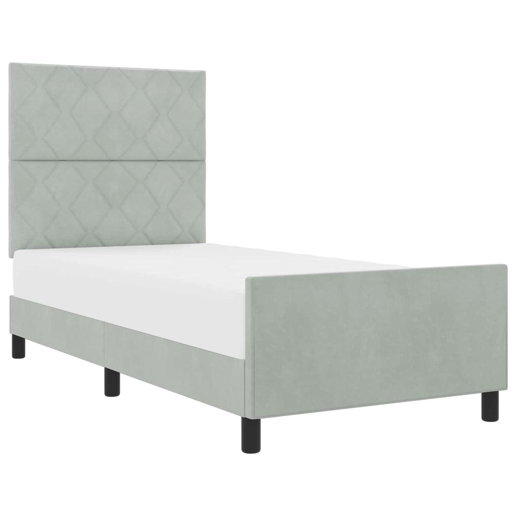 Boxspring Bed with Headboard Light Grey 100 x 200 cm Velvet