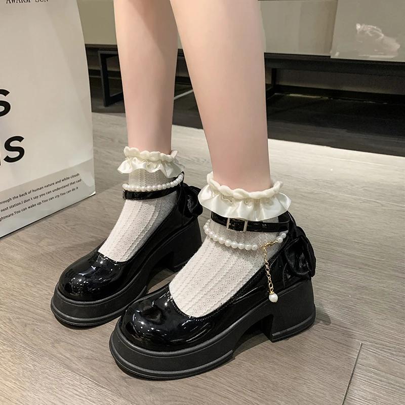 Fashion Pink Lolita - Style Platform Ankle Boots | Bow & Pearl - Decorated Cute Sweet Shoes