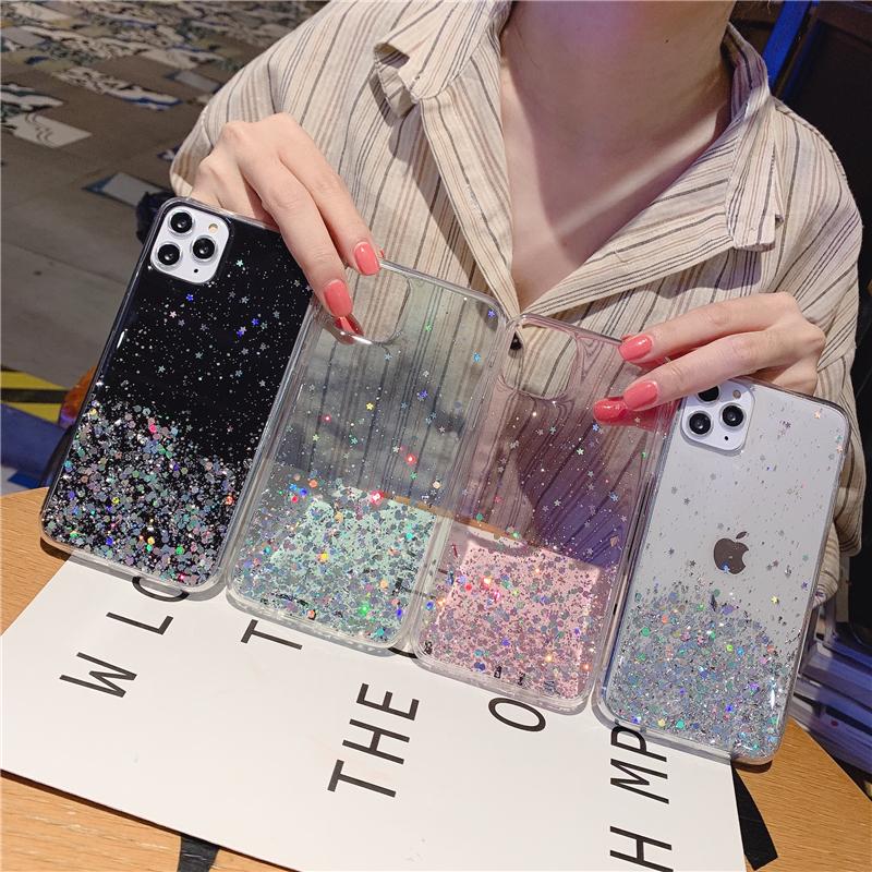 Custodia Glitter Per Redmi 13C 4G - Silicone TPU Trasparente Antiurto, Colori Disponibili (Verde)