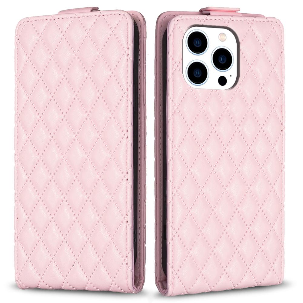 

BF30 для iPhone 16 Pro Max Case Rhombus Grid Vertical Flip Leather Phone Cover Pink