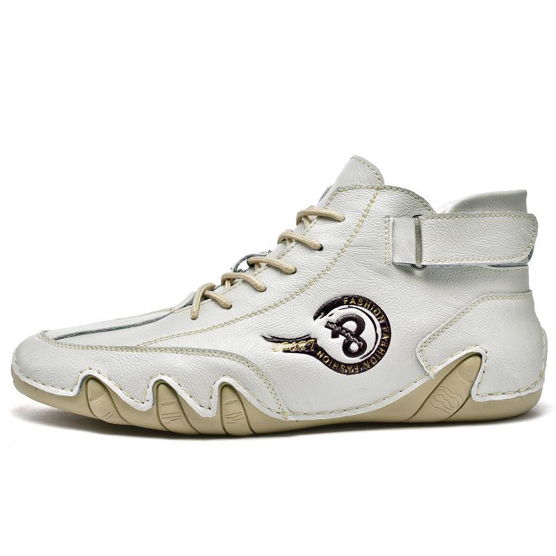 Winter Genuine Leather High-Top Leather Shoes Men's Slip-on Lazy Driving Shoes Casual Shoes plus Size