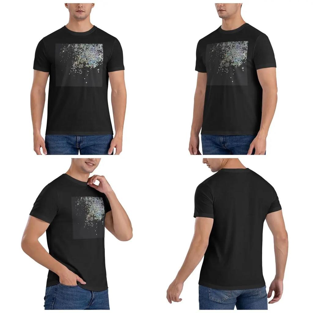 100 Cotton Black And Holographic Sparkle Tshirt Unisexs Funny Oversized T Shirt Unisex Round Neck Summer Shirts Tops S6xl