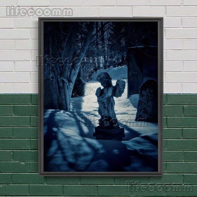 The Statue Of The Holy Angel And The Virgin Guarding The Cemetery Wall Art Canvas Painting Sacred Sculpture Art Poster And Print No Frame