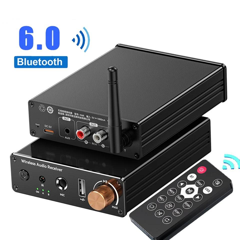 Receptor de Audio Bluetooth 6.0 3.5mm AUX RCA USB 6.5MM Micrófono Adaptador Inalámbrico de Música USB Unidad U HIFI Música sin Pérdida para TV PC