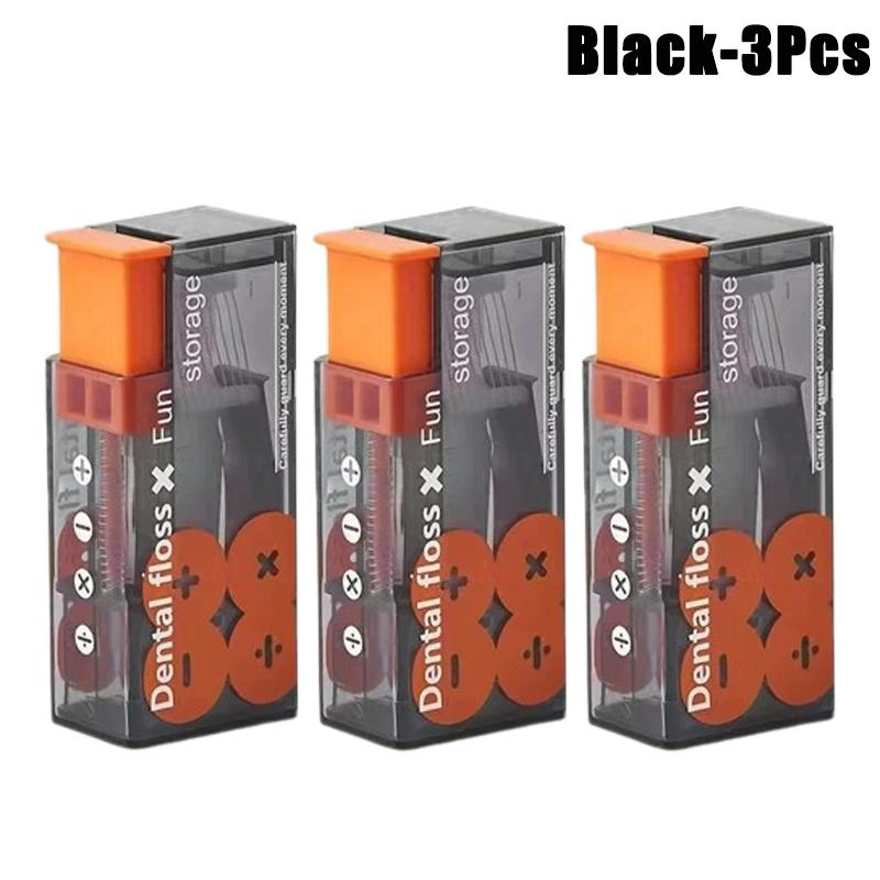 Portable Floss Dispenser Includes 10Pcs Floss Automatic Ejectable Floss Organiser Oral Care Press-on Disposable Flossing Sticks