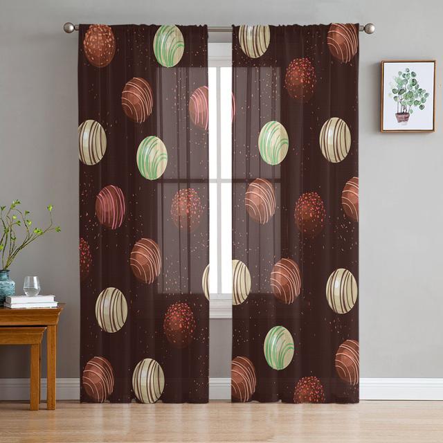 

Шоколадного цвета, волнистые коричневые тюлевые шторы для спальни, современные прозрачные шторы из вуали, украшение дома, кухонные оконные шторы 1 PCS W100XH250cm