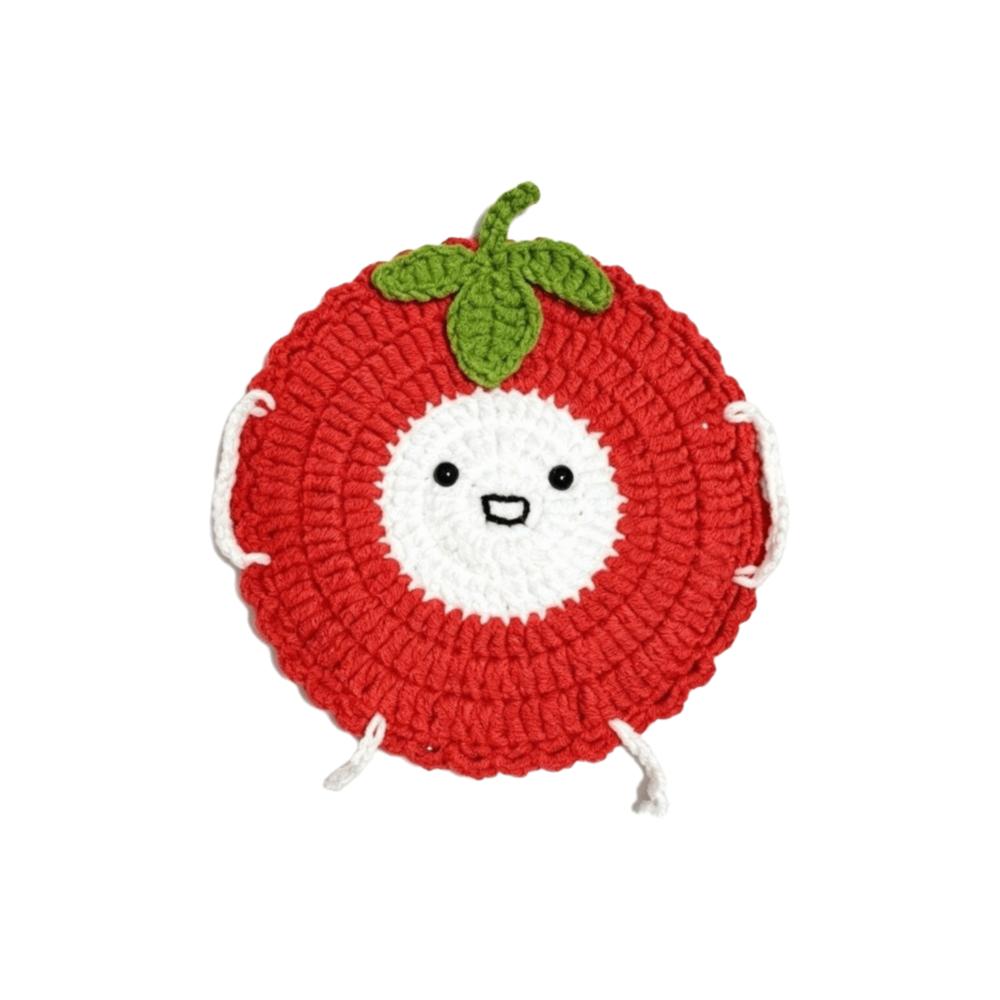 Handmade Crochet Craft Crochet Animal Coaster Non-slip Base Animal Shape Design Knitted Drink Coaster Creative Cartoon Style