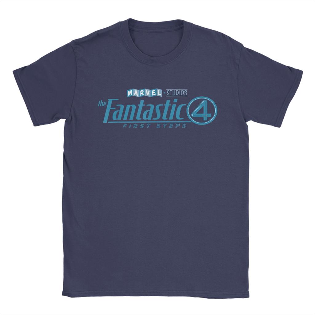 Fantastic Four First Steps Movie Logo T Shirts Mens Women Cotton Casual TShirt O Neck Comics Tees Short Sleeve Tops Plus Size