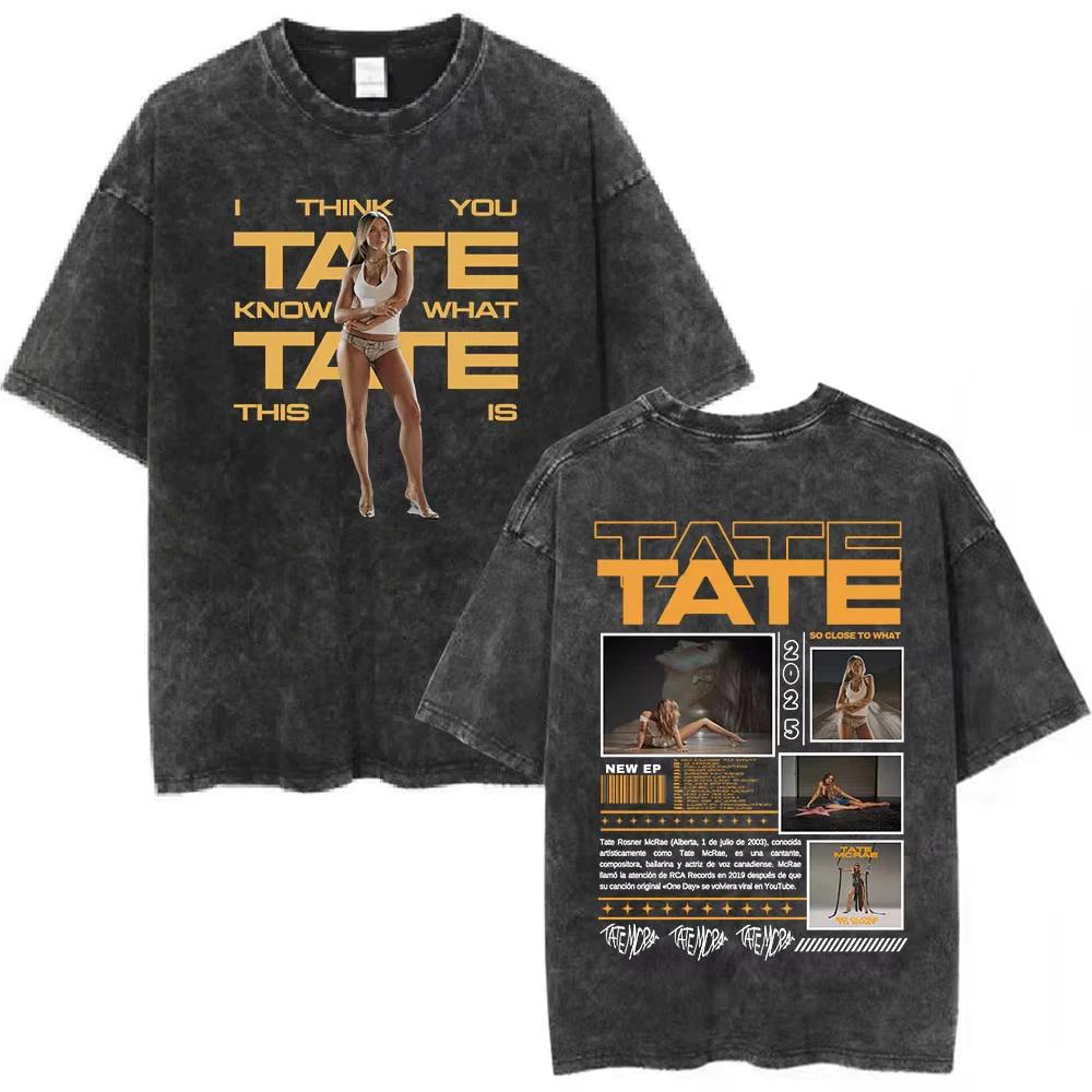 Tate McRae Graphic T Shirt Washed Black Y2K Streetwear Unisex Tee S-XXL 3XL