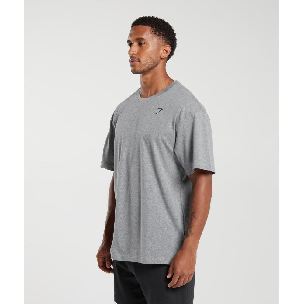 Gymshark Essential Oversized Tričko Charcoal Grey Marl A1a3e Gbfh