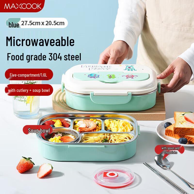 MAXCOOK 304 Stainless Steel 5-Compartment Lunch Box