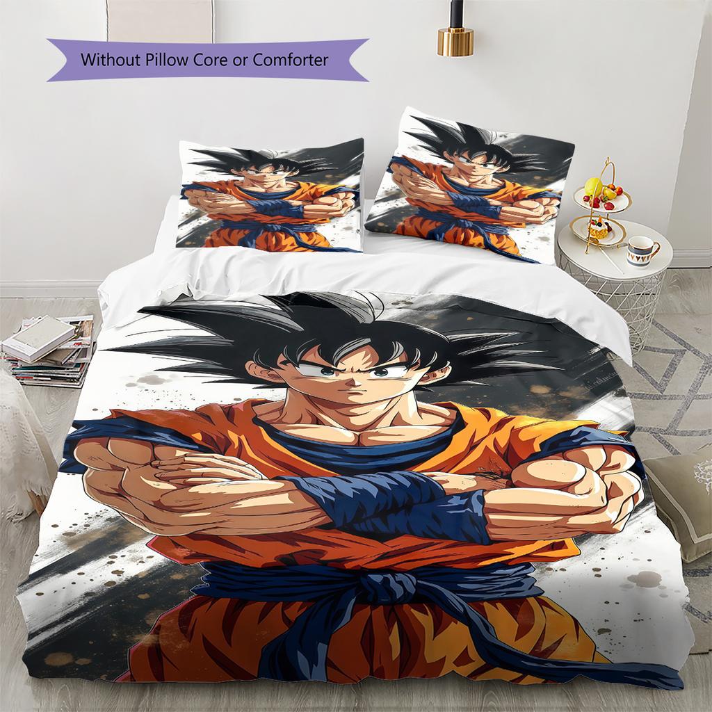 Biancheria da letto con motivo Son Goku, Set piumone Copripiumone Federa Regalo di compleanno per la casa (1 * copripiumino + 2 * federa, senza nucleo)