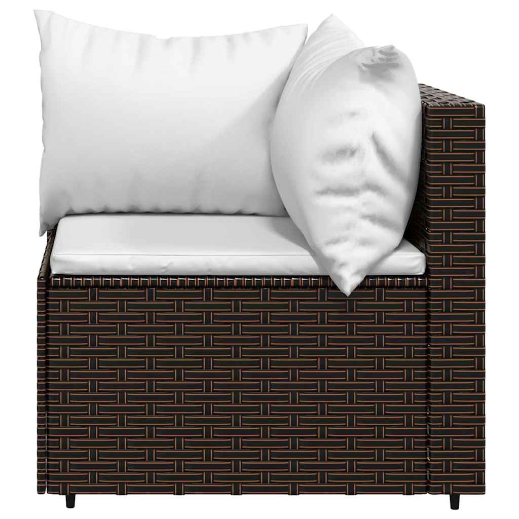 Vidaxl 3-Cz. Garden Lounge Set, Cushions, Brown, Poly Rattan