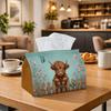 1 Stück Landhaus Rustikale Taschentuchbox - Hochlandkuh Zaun Blume Servietten Aufbewahrungsbox, Geeignet für Rollen/Gesichtstücher/Einzelblätter, Zwei Größen verfügbar für