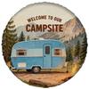 Welcome To Our Campsite Trailer Tire Cover Polyester Weatherproof Spare Wheel Cover For Rv Suv Outdoor