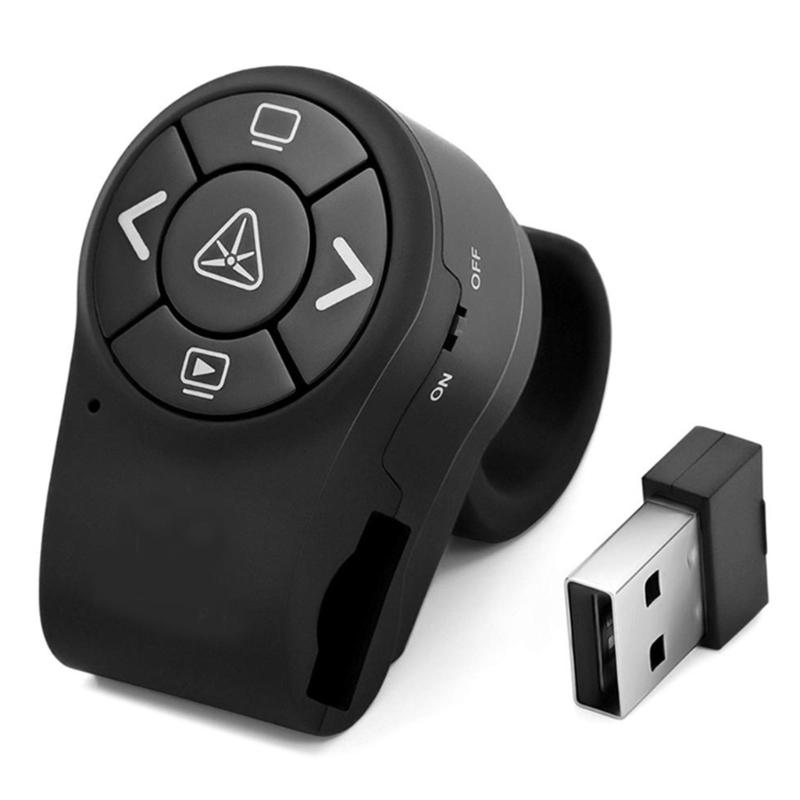 2.4GHz Wireless Presentation Remote Control Finger Ring Micro-USB Rechargeable PPT Clicker for Windows-MAC Linux-Android 1