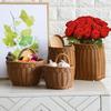 Hand-Woven Storage Basket Portable Flower Basket With Handle Plastic Wall Hanging Basket Organizer Wedding Home Decoration