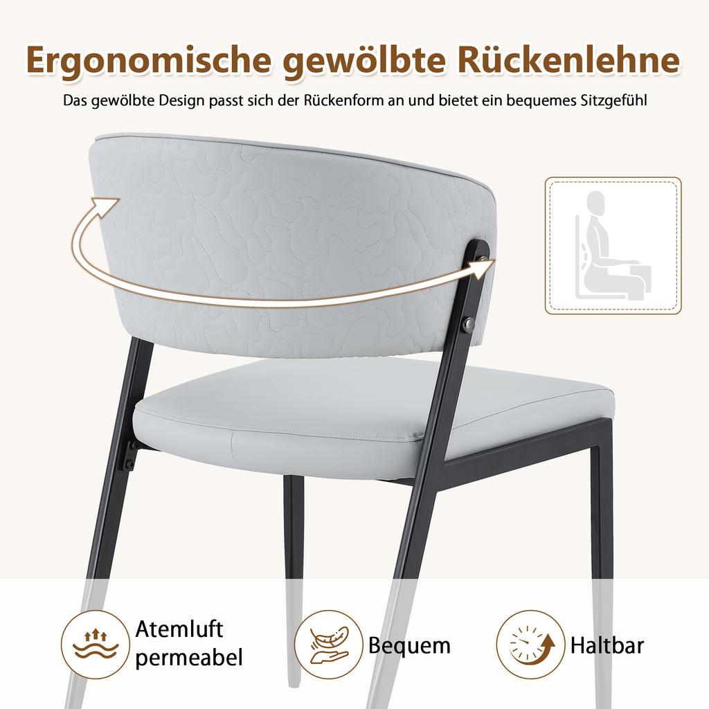 Set of 2 Modern Dining Chairs with Metal Frame, Upholstered Seat and Backrest – Sturdy