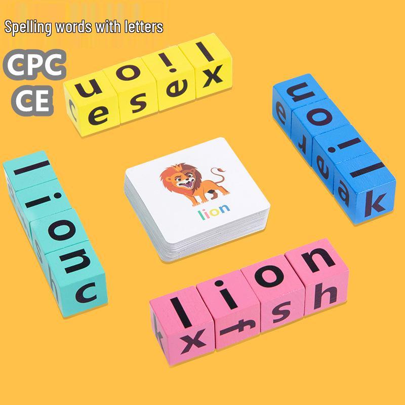 Kids' Spelling Puzzle: Wooden Alphabet Block Game for Early Learning and Intellectual Development