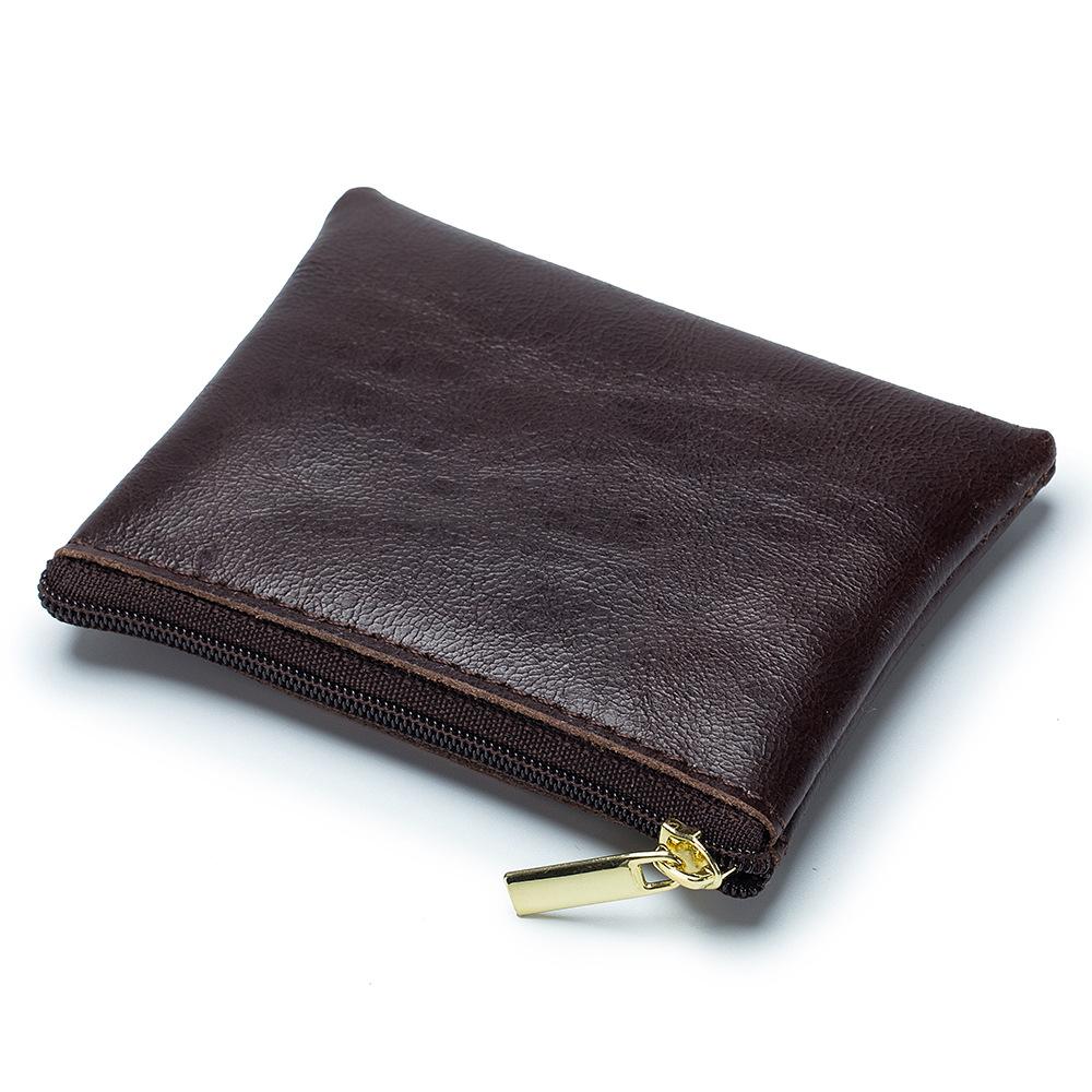 Slim change bag men's, simple soft cowhide mini key bag women's zipper coin small wallet