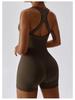 European & American High-Elastic Seamless One-Piece Yoga Jumpsuit 6949 - Slimming & Stylish with Open Back Design for Women.