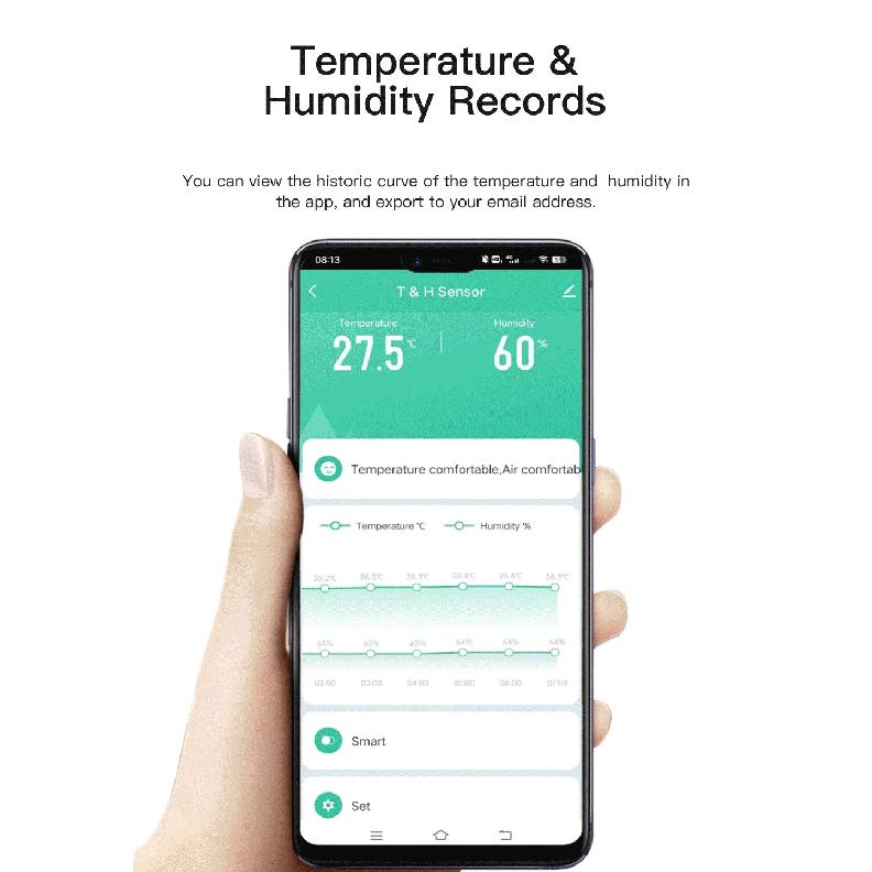 Tuya Zigbee Temperature Humidity Sensor Thermometer IP65 Waterproof Compatible with Smart Life & Google Assistant