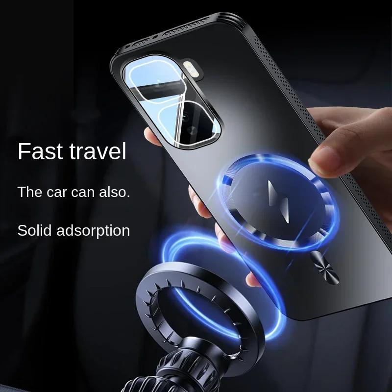 Magnetisk trådløst ladeetui for Samsung S25 Ultra Magsafe Matt frostet Støtsikker Linsebeskyttelsesfilm Bakdeksel for Samsung S25 Plus S25Ultra