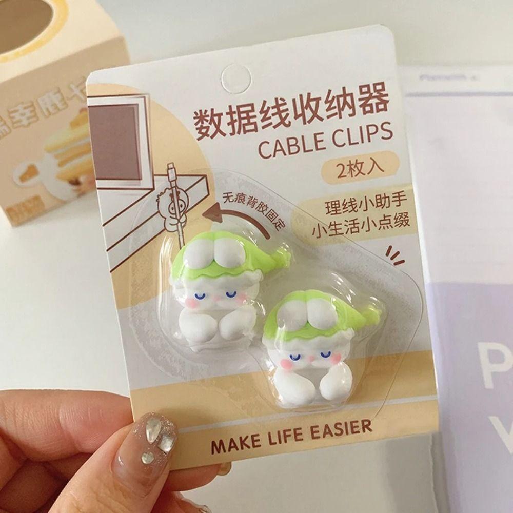 2Pcs Desk Organizer Cartoon Cable Holder PVC Cable Clamp Kawaii Cute Cartoon Clamp Clips