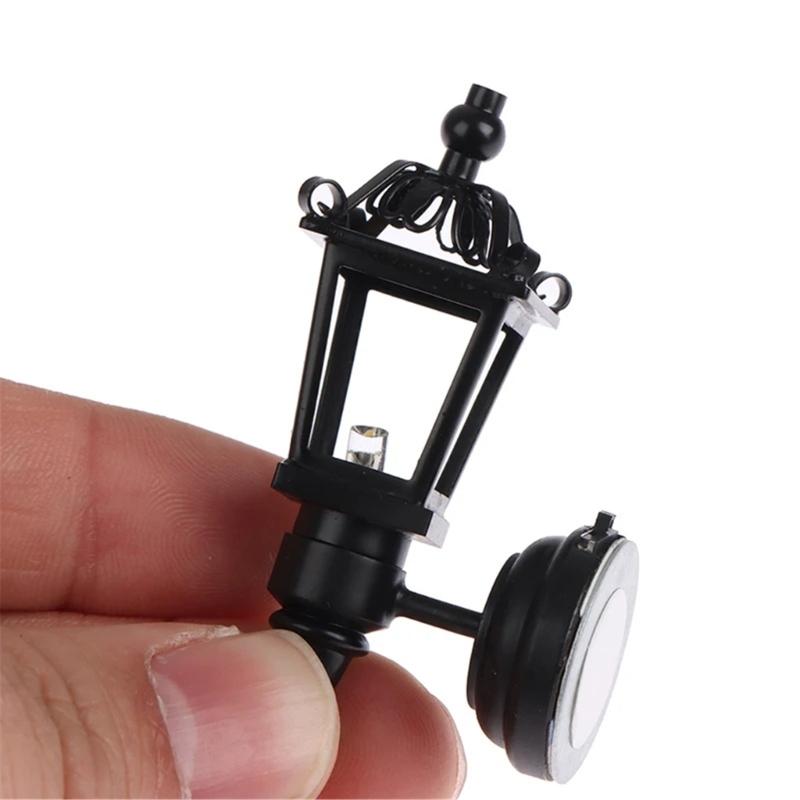 1/12 Scale Miniature Dollhouses Wall Lamp Black LED Wall Sconce for Garden Balcony Decoration Dollhouses Accessories
