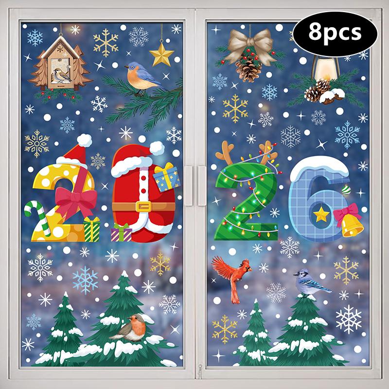 Creative Christmas Decorations, Electrostatic Stickers, Shop Window Decorations, Christmas Decorative Glass Stickers