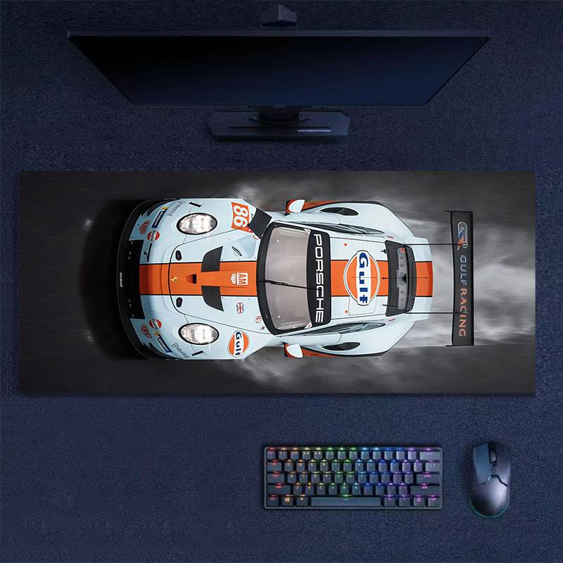 Gulf Racing Art Mouse Pad, Large Gaming Desk Mat, Non-slip XXL Mousepad for Laptop & Tablet, Mini PC Playmat with Stitched Edges