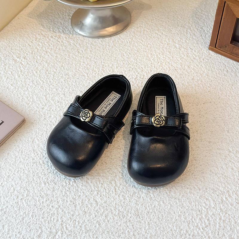 Girls' Gentle Evening Shoes, Vintage Style Round-Toe Flat Mary Jane Shoes, Versatile with Skirts, Shallow-Heel Small Leather Shoes