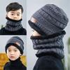 Korean Style Knitted Hat Scarf Set Fleece Knitted Neck Warmer Combo Warm Hat Scarf Set  Adult Use