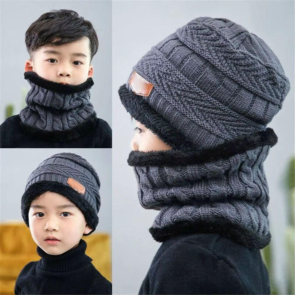 Korean Style Knitted Hat Scarf Set Fleece Knitted Neck Warmer Combo Warm Hat Scarf Set  Adult Use