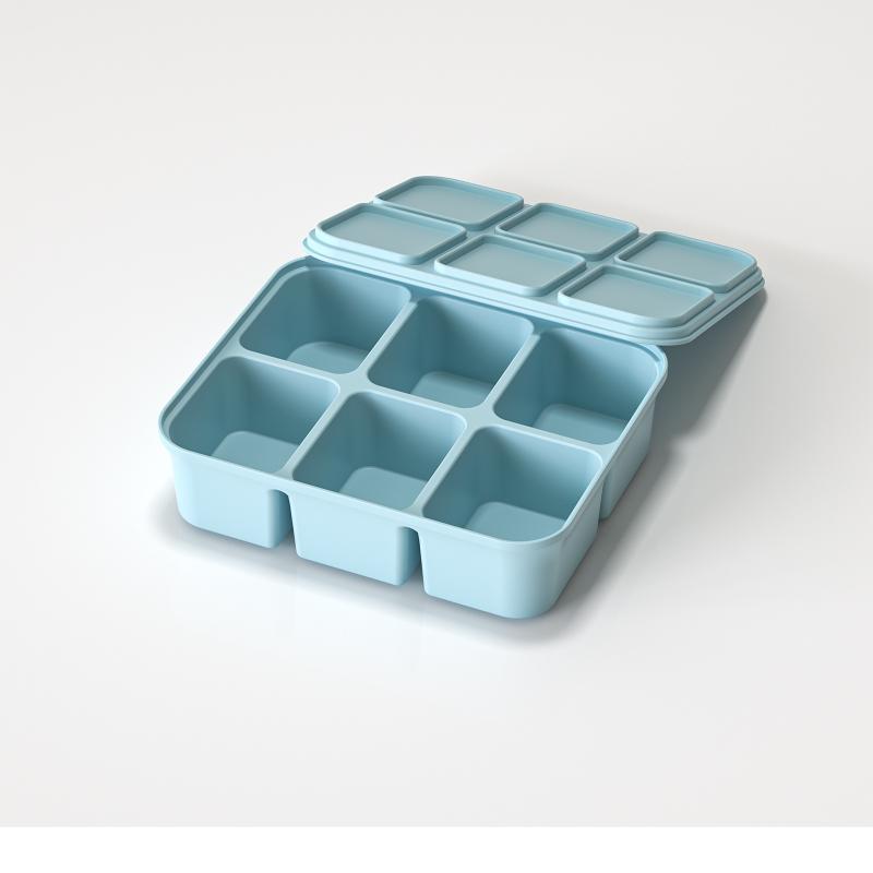 Baby Ice Cube Tray Silicone With Lids Flexible Ice Molds For Beverages,Baby Food Storage Mould, Bpa-Free