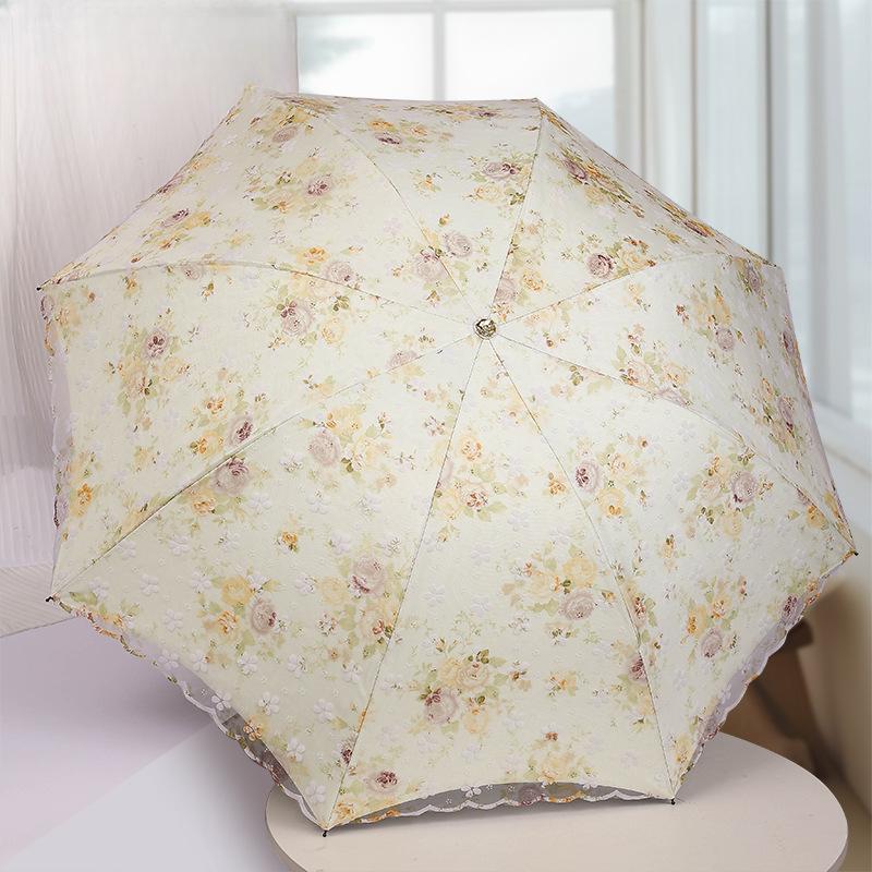 Lace Lace Double Layer Umbrella Vinyl Korean Fresh Sunshine Umbrella Muse Sunshade Summer
