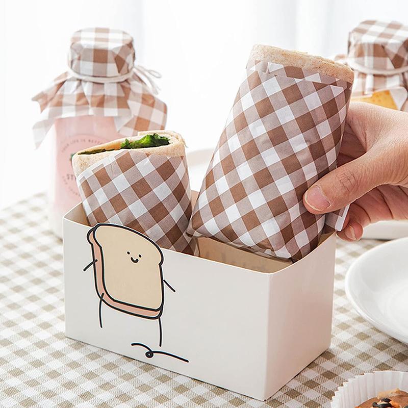 50Pcs Wax Paper Food Grade Grease Paper Food Wrappers Wrapping Paper For Bread Candy Cake Burger Fries Oilpaper Baking Tools