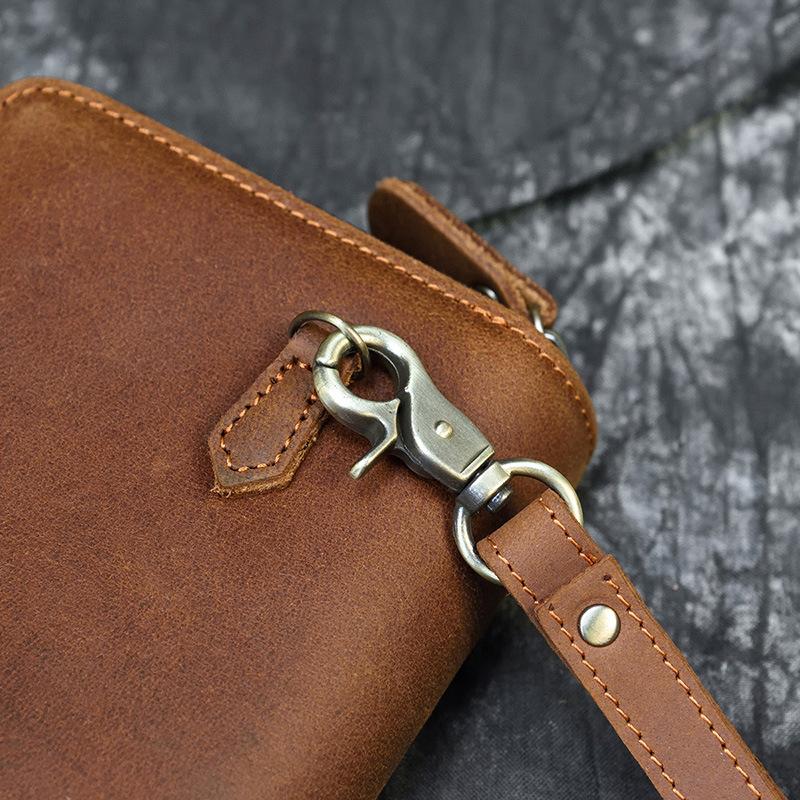 Men'S Crazy Horse Leather Long Wallet Genuine Leather Double Zipper Wallet Double Layer Wallet Men'S Crazy Horse Leather Clutch 1009