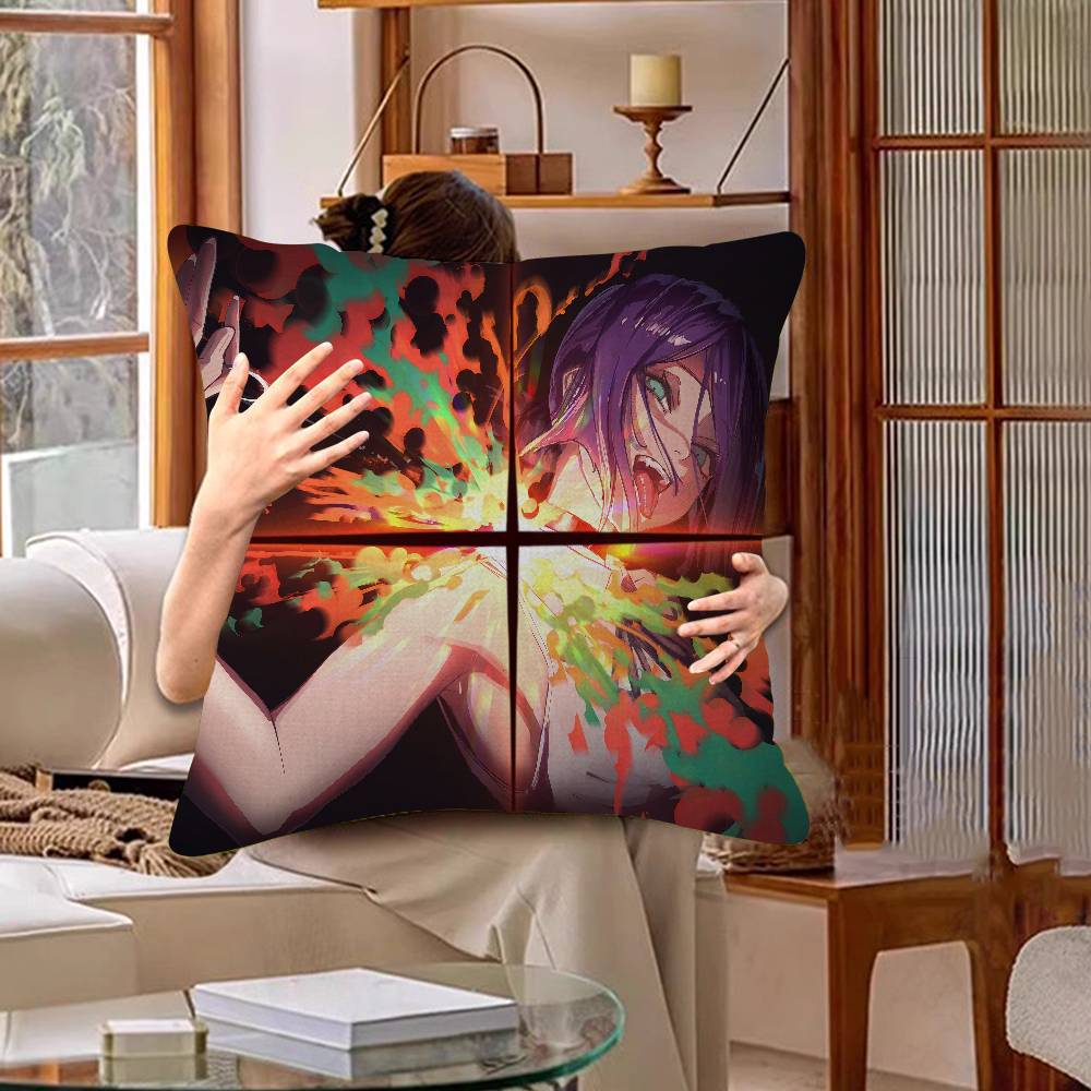 Chainsaw Man The Movie Reze Arc Pillow Covers Cartoon Sofa Decorative Home Double-sided Printing Short Plush Cute Cushion Cover