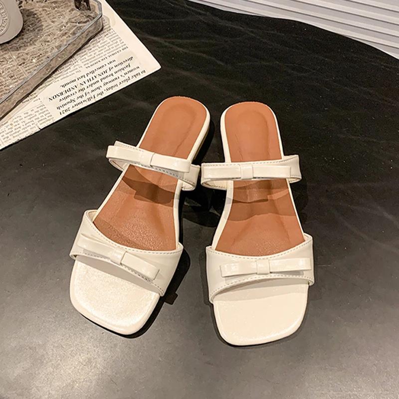 

Fashion Bow Flats Women Slippers Fashion Casual Shoes Summer Sandals 2025 Beach Flip Flops Walking New Trend Dress Mujer De Sandalias 35 покинуть белый
