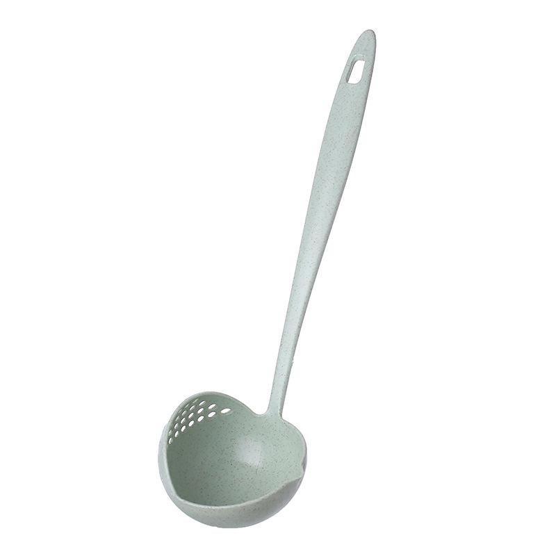 Wheat Straw Soup Ladle with Colander: Long-Handled, 2-in-1 Spoon for Hot Pot and Soup