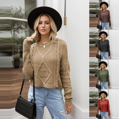 Women's Cord Knitwear Loose Coarse Needle Pullover Sweater