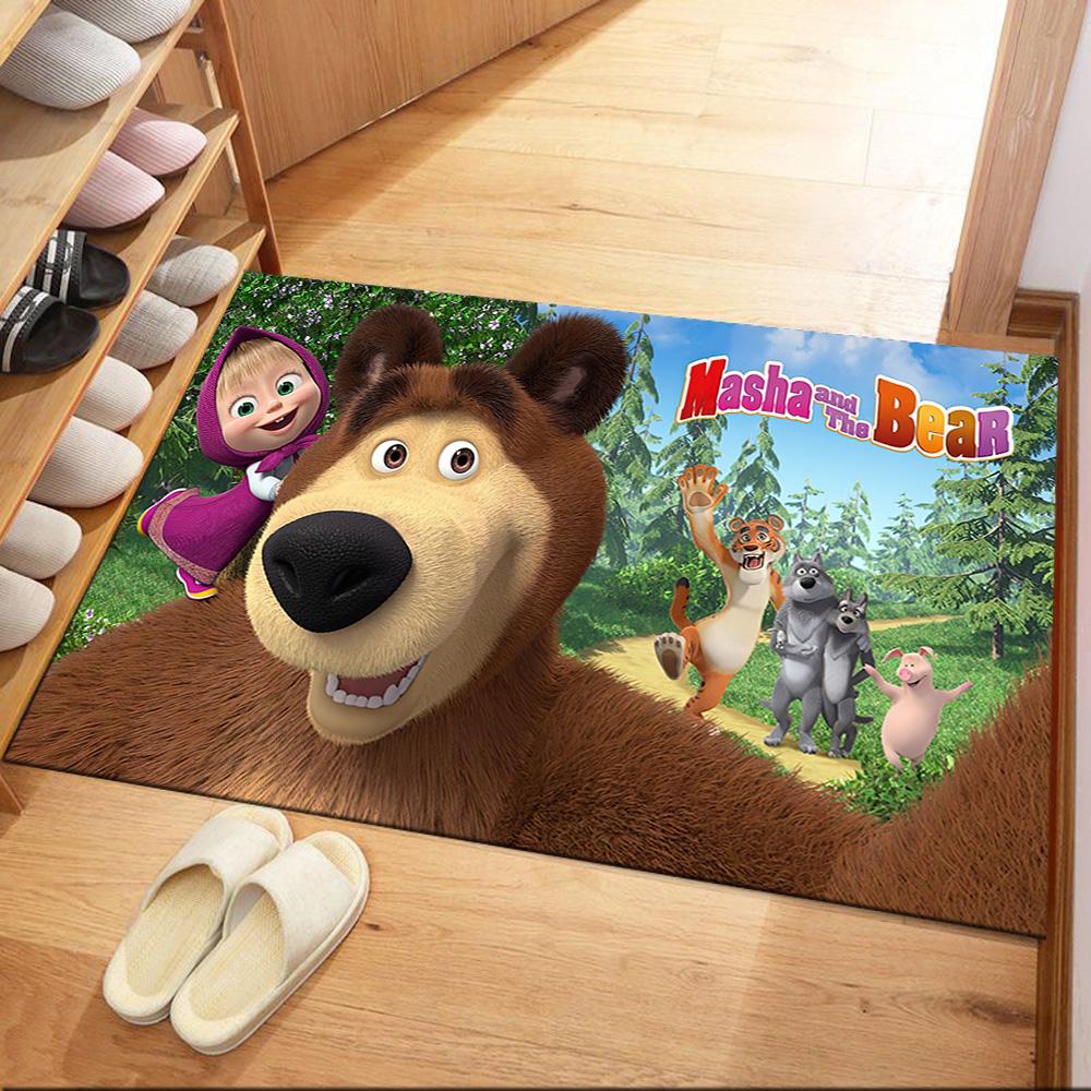 Masha Bear Carpet Suitable for Study Room Entryway Balcony Playrooms Anti-slip Rug Decorate Offices Best for Christmas