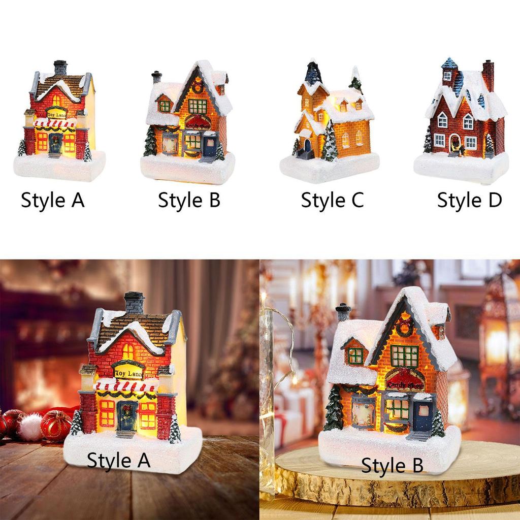 Lighted Up Christmas Village House Gift Decors LED Lighted Christmas Village for Home Indoor Outdoor Bookshelf Office Cabinet