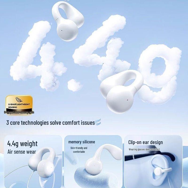 Type-C Durable Wired Earclip Headphones: Non-Bone Conduction, Painless Long Wear, Non-In-Ear Design, High Quality, Round Hole