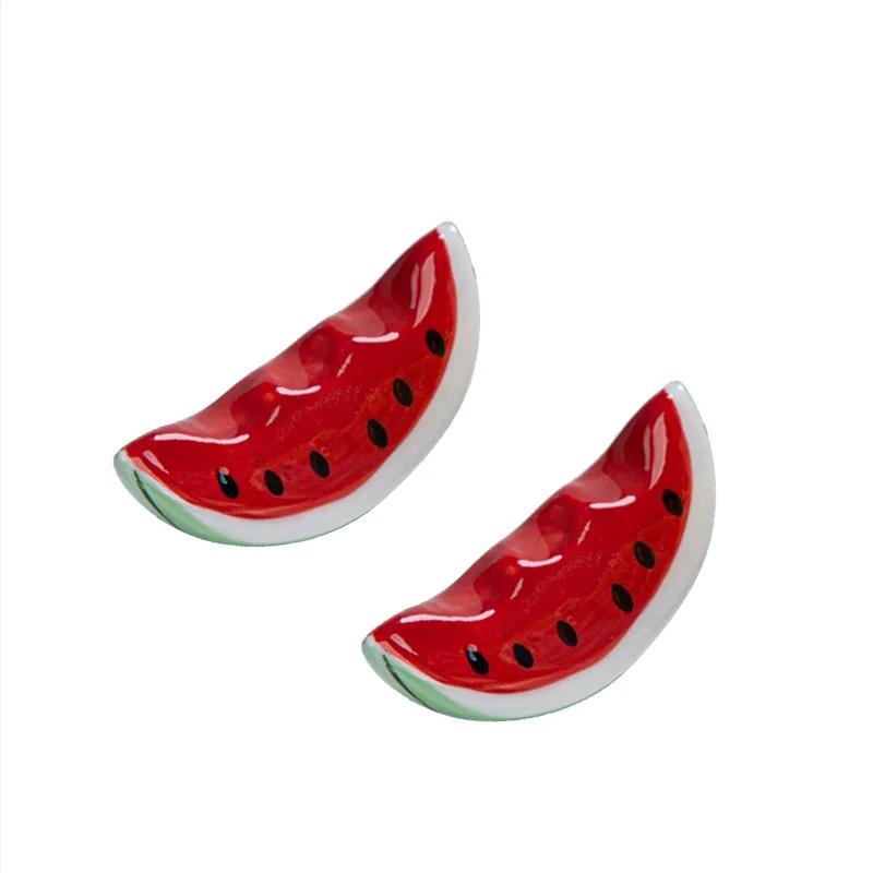 1/2/3pcs Creative Watermelon Ceramic Chopstick Rest Rack Tomato Chopstick Shelf Stand Pen Holder Tableware Table Decoration